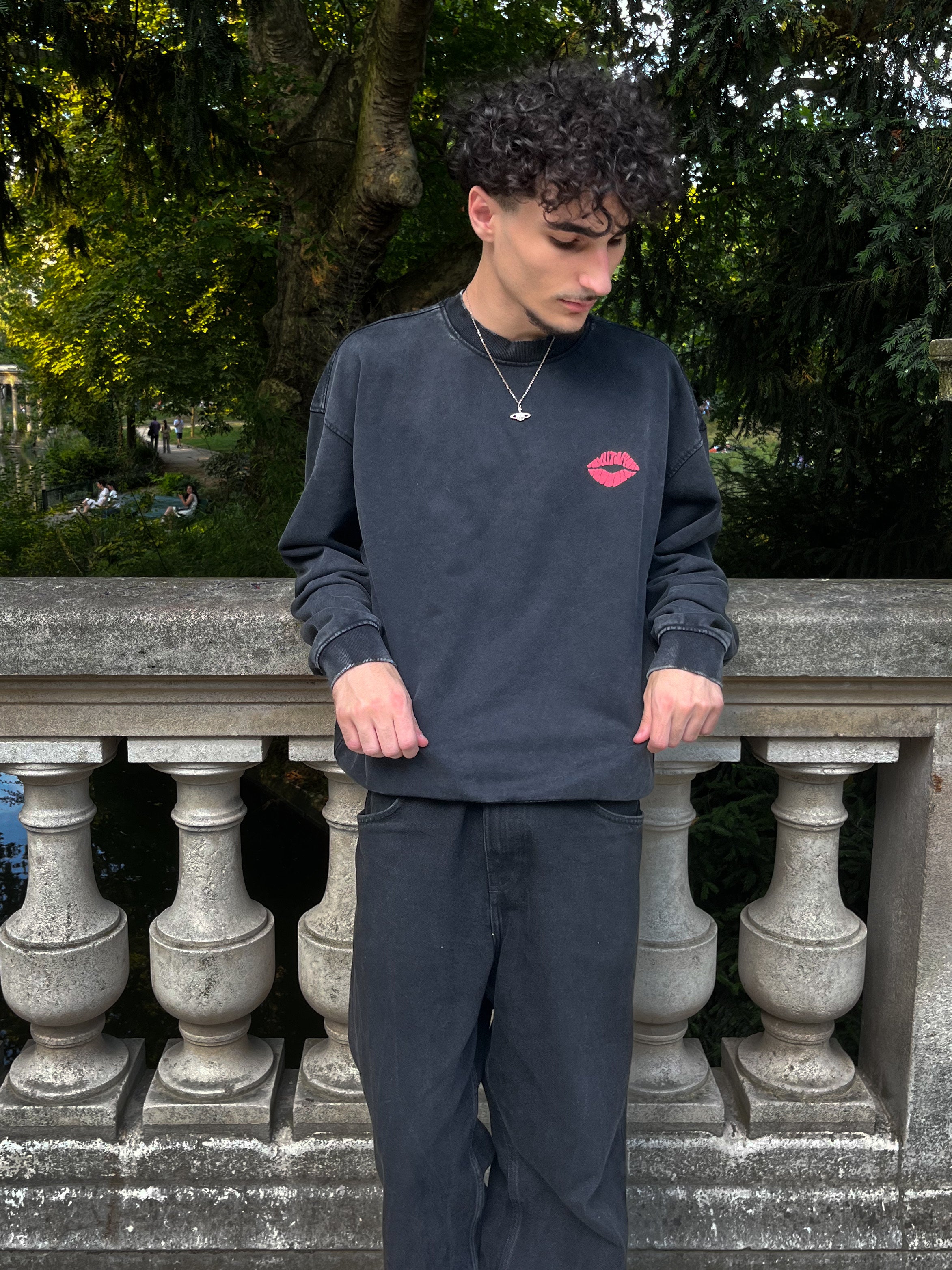 Sweat Lipstick noir délavé